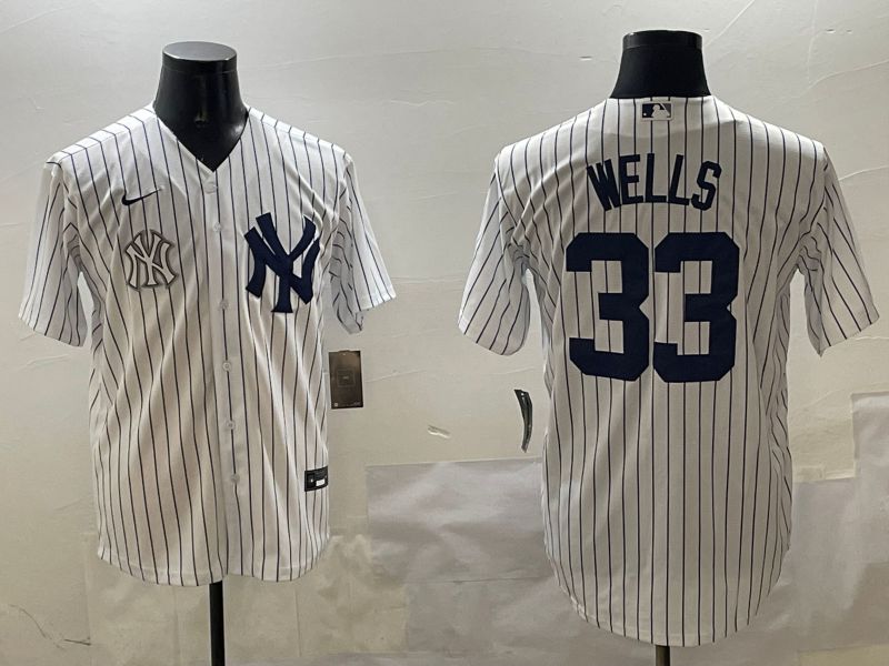 Men New York Yankees 33 Wells White Stripe Game 2025 Nike MLB Jersey style 9